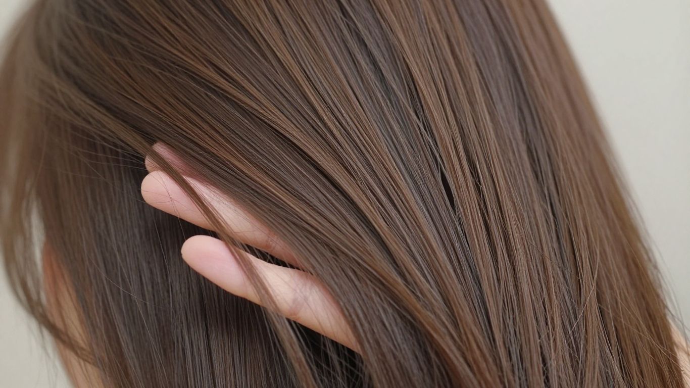Person gently detangling smooth mixed hair.