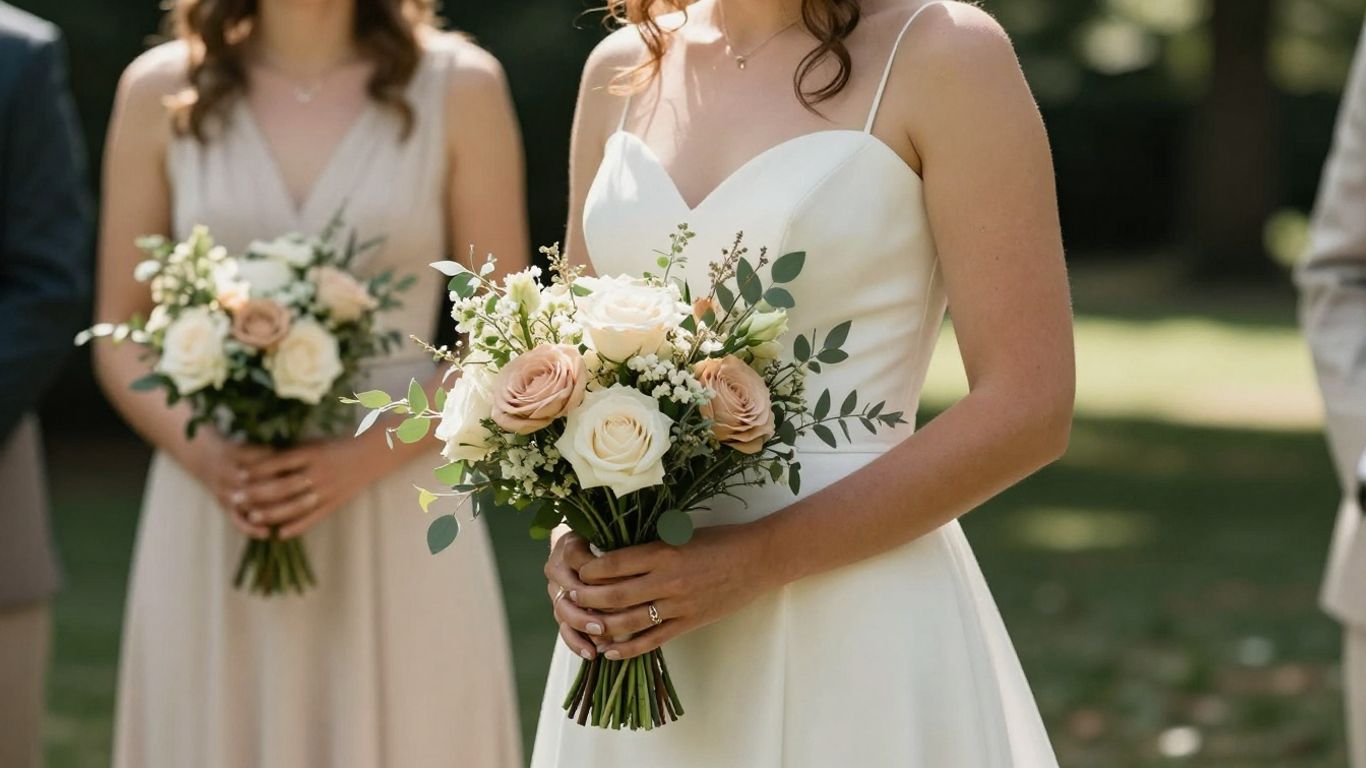 Bride holding a loose garden bouquet