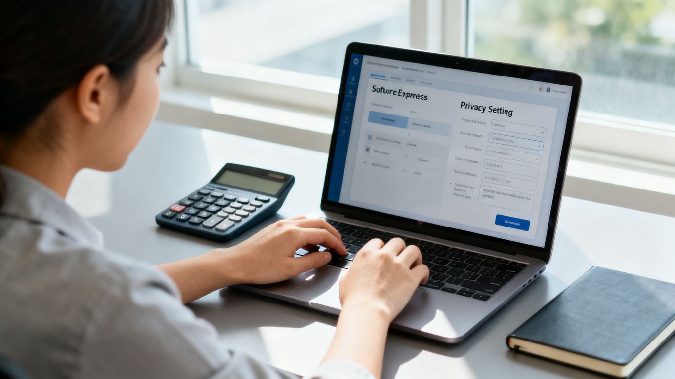 Business owner checking software costs and data settings