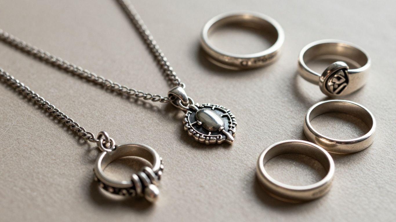 مجوهرات فضية، قلائد، أساور وخواتم