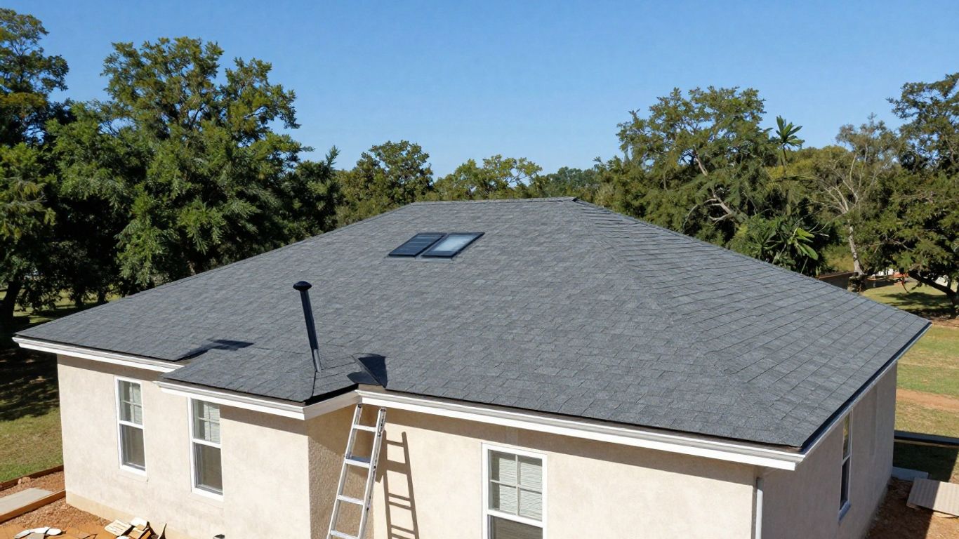 Texas home with new roof under sunny skies.
