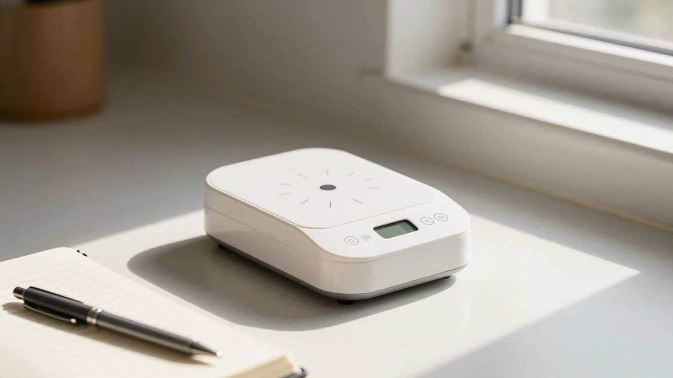 Minimalist kitchen timer on a clean desk.