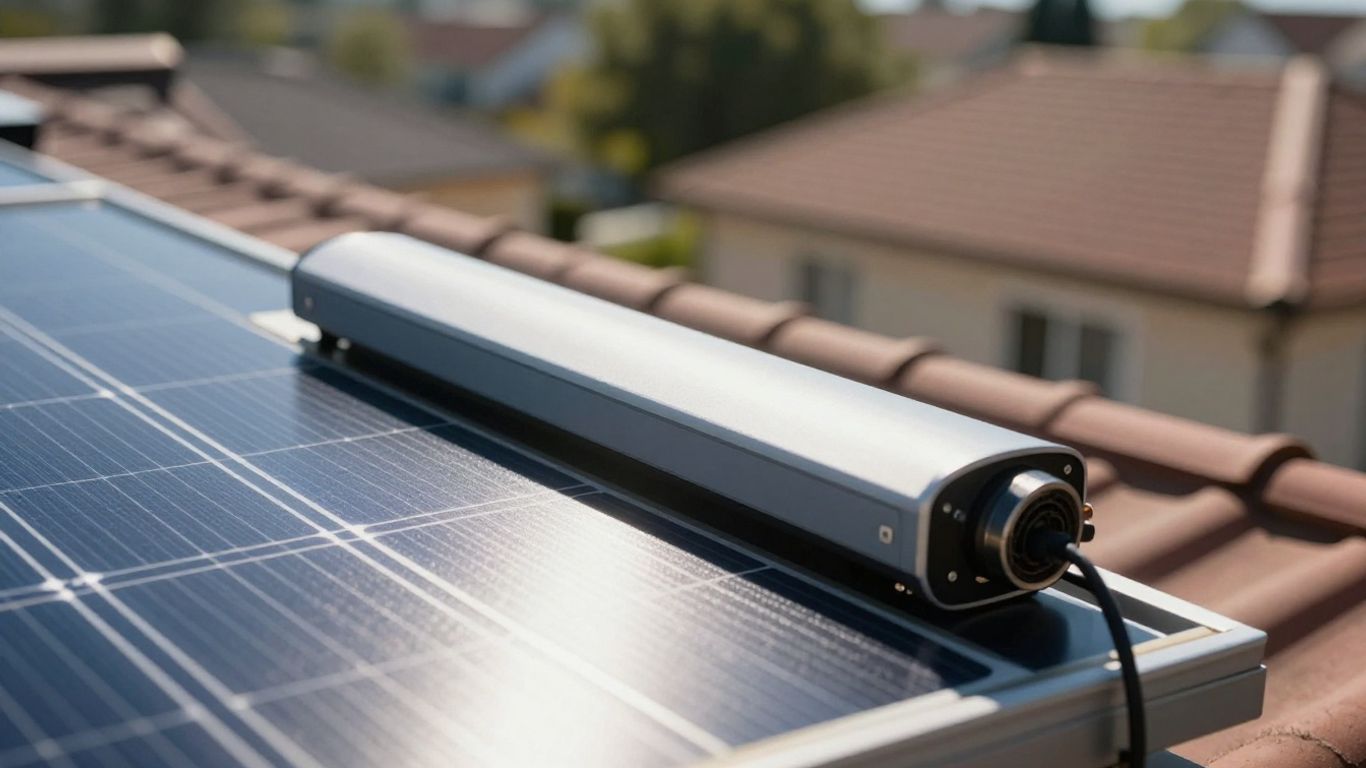 Micro onduleur solaire sur un panneau photovoltaïque.