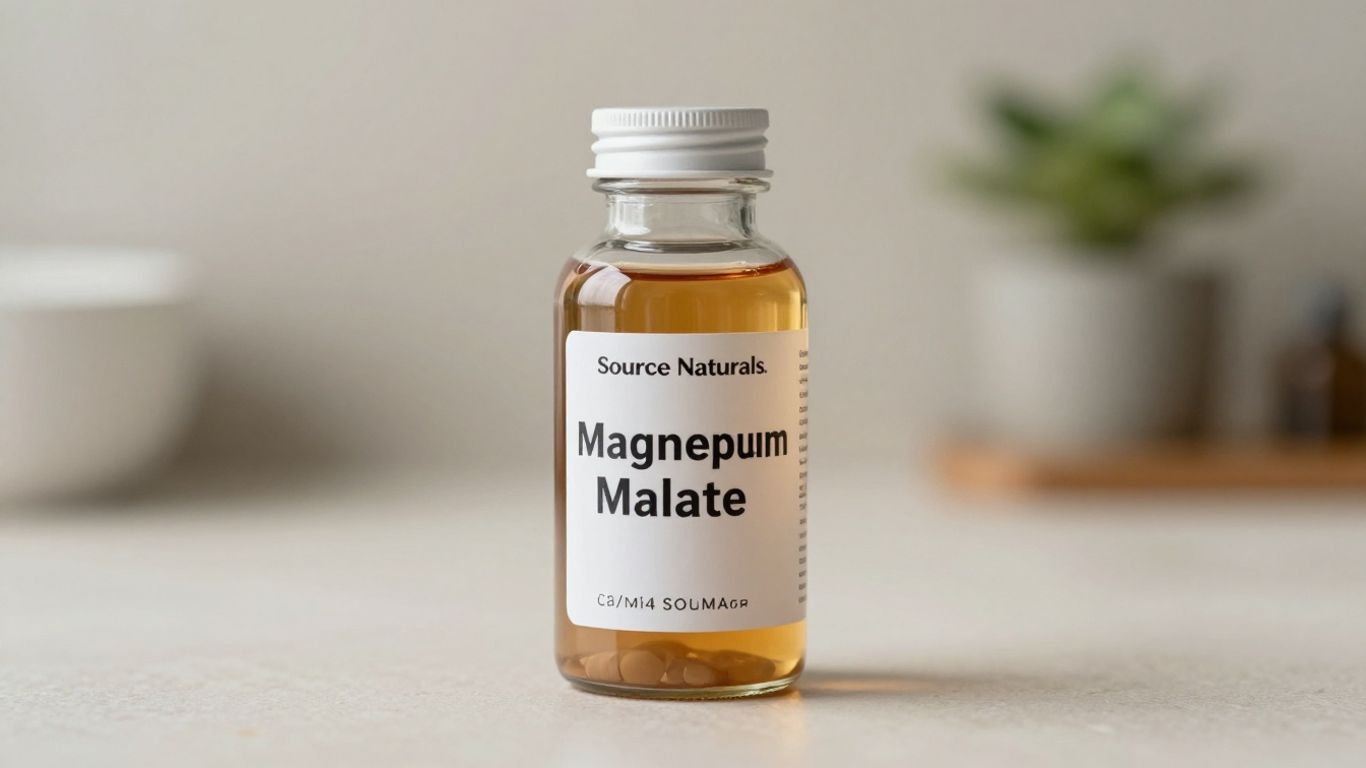 Bottle of Source Naturals Magnesium Malate liquid supplement.