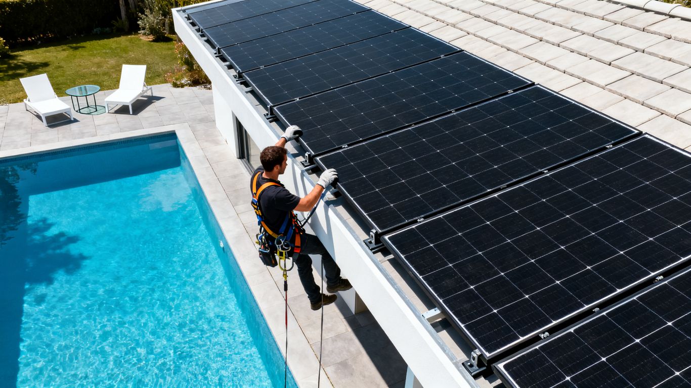 Installation of solar panels for filtration