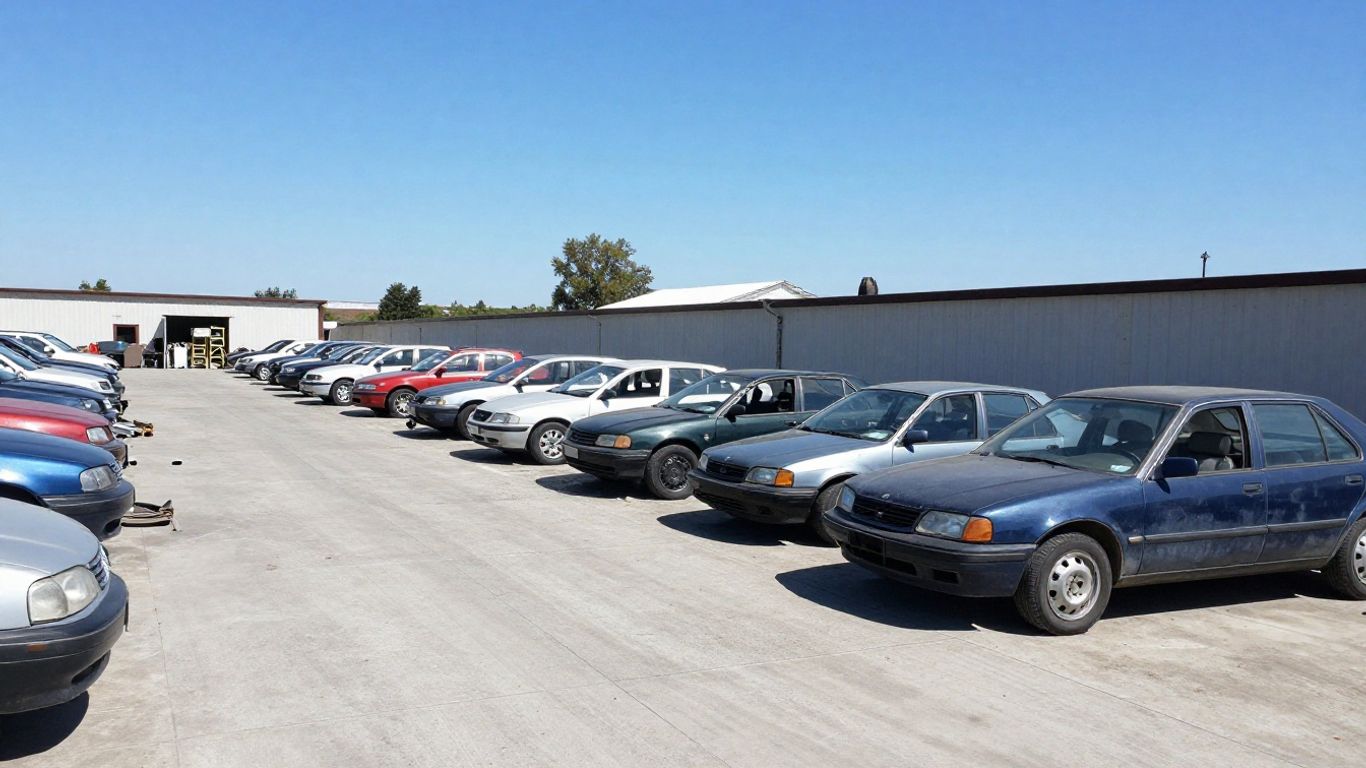 A clean industrial vehicle wrecking yard