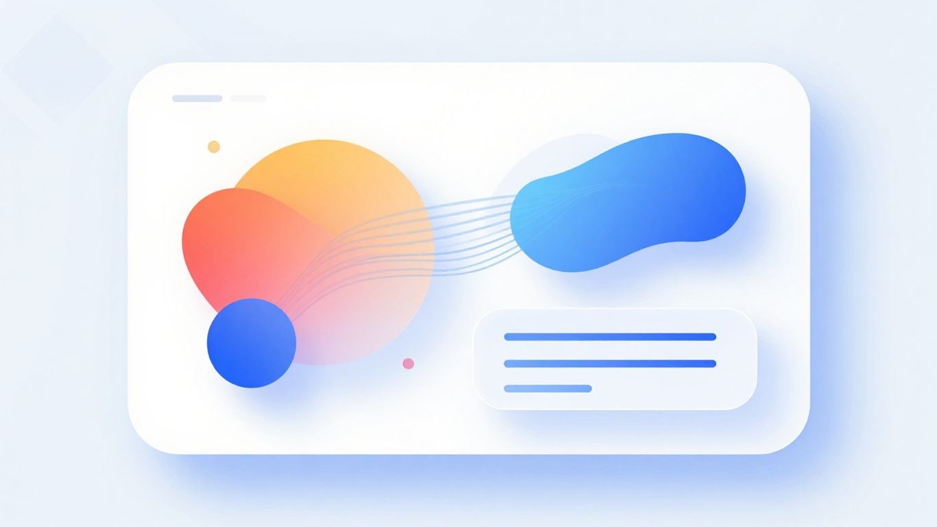 Interface moderna com elementos visuais abstratos e fluidos.