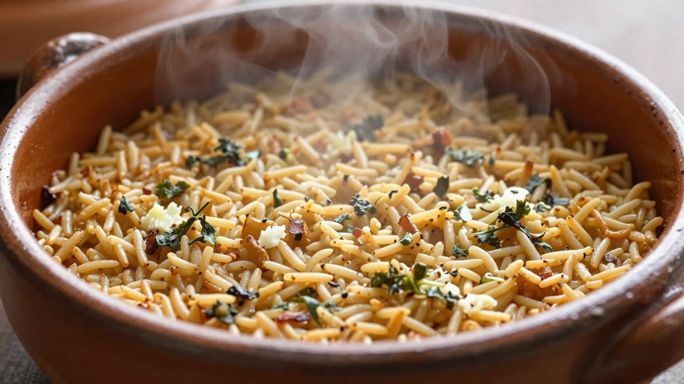 Traditional Maltese baked rice dish in a rustic pot.