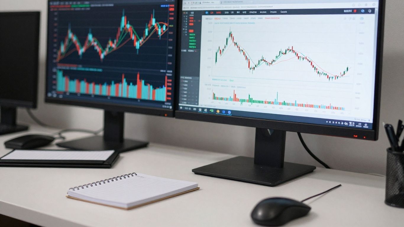 Professional trader analyzing market charts and data