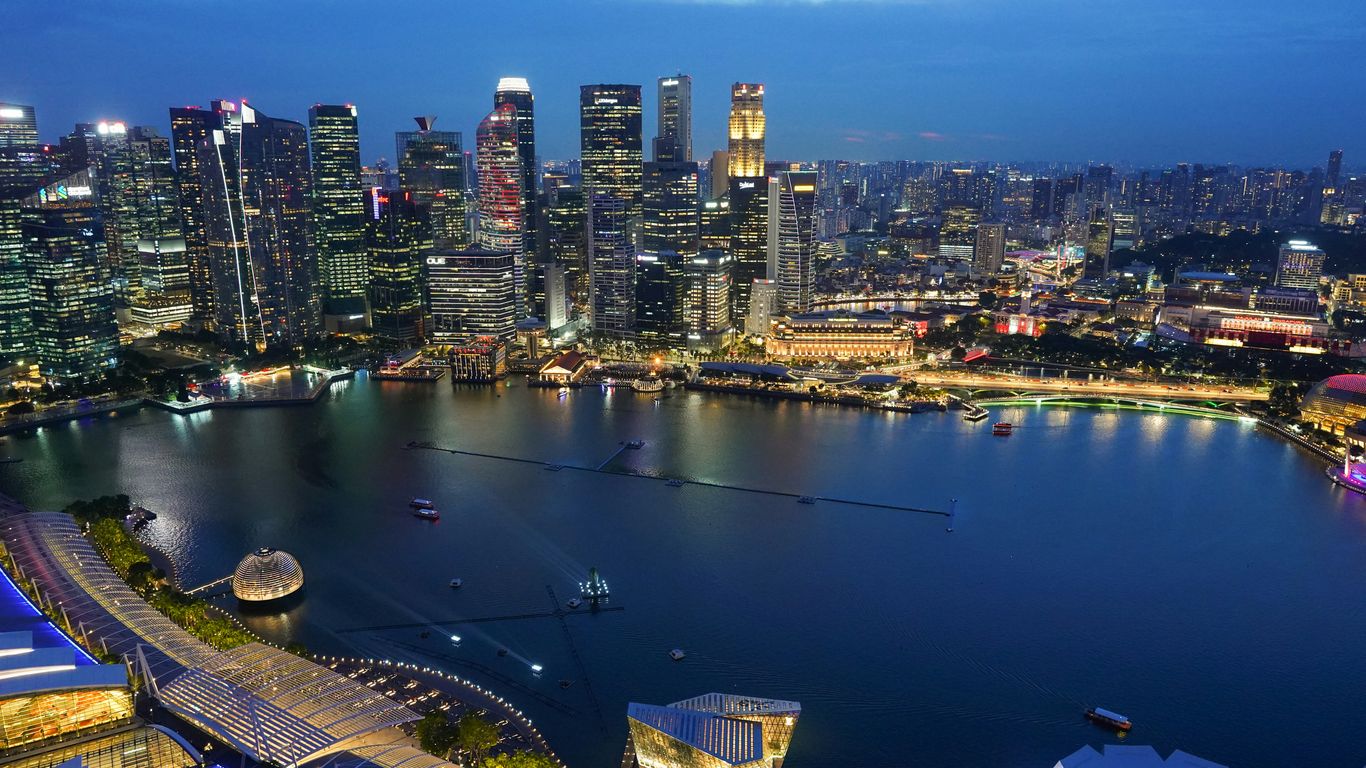 Early Singapore River waterfront and tropical shoreline