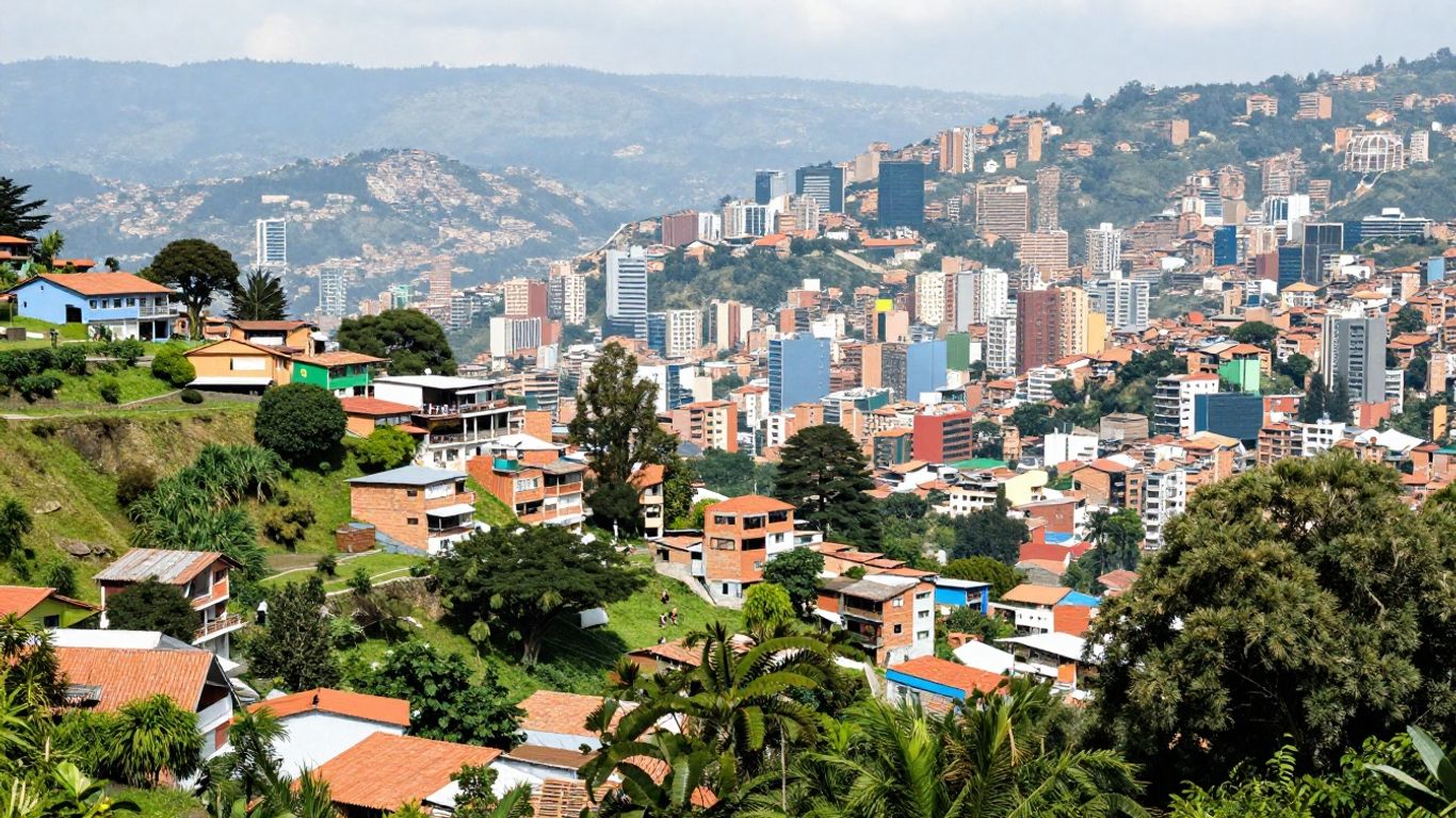 Medellin cityscape view from Pueblito Paisa on Cerro Nutibara.