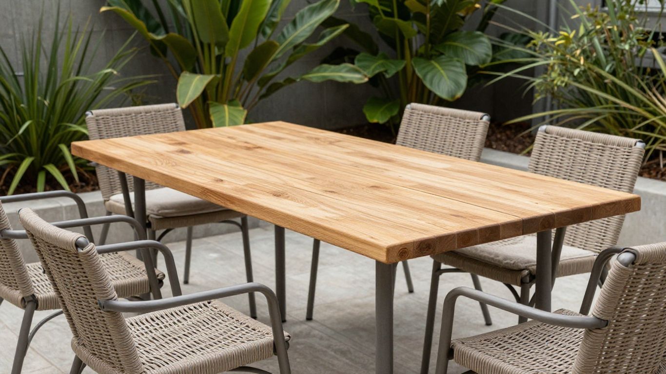 Outdoor furniture materials on a sheltered New Zealand patio