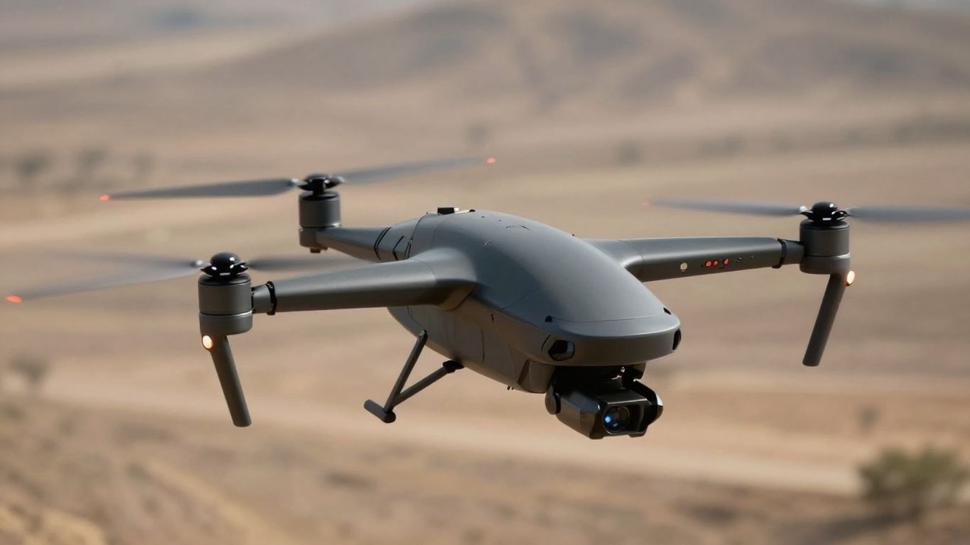 AeroVironment Red Dragon drone in flight.