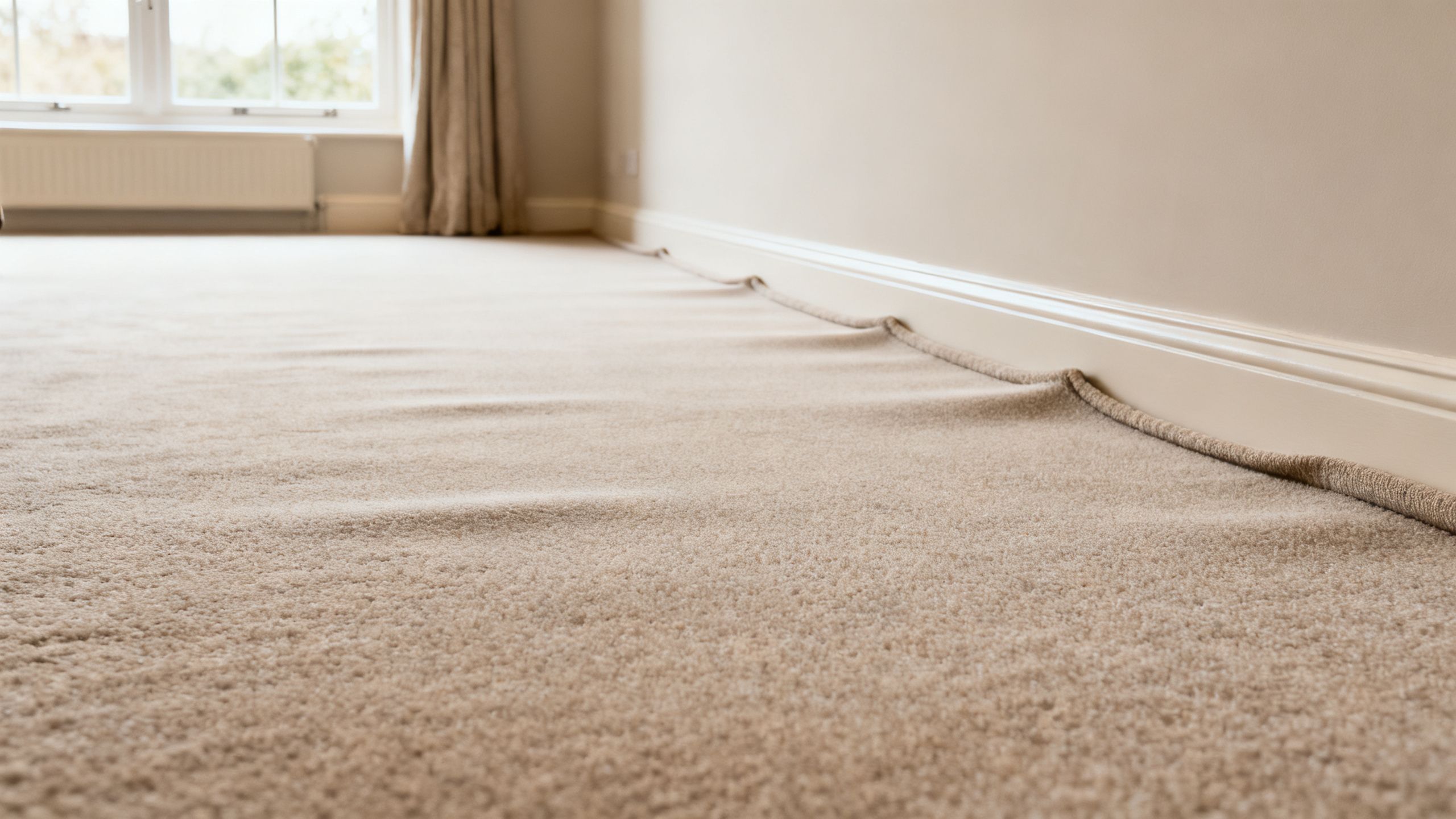 Flat, smooth fitted carpet after professional restretching in a Bristol living room