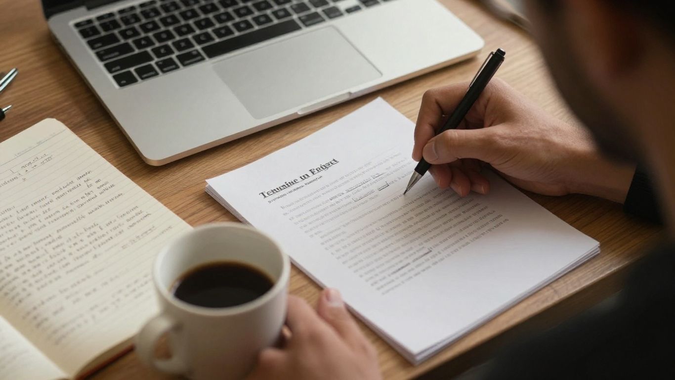 Writer comparing text results beside handwritten notes