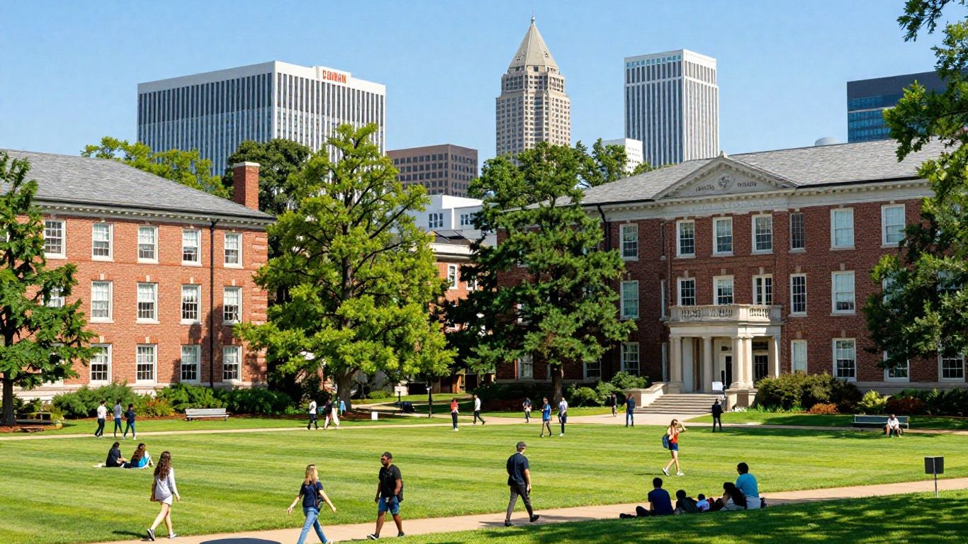 Georgia Tech campus with Atlanta skyline in background