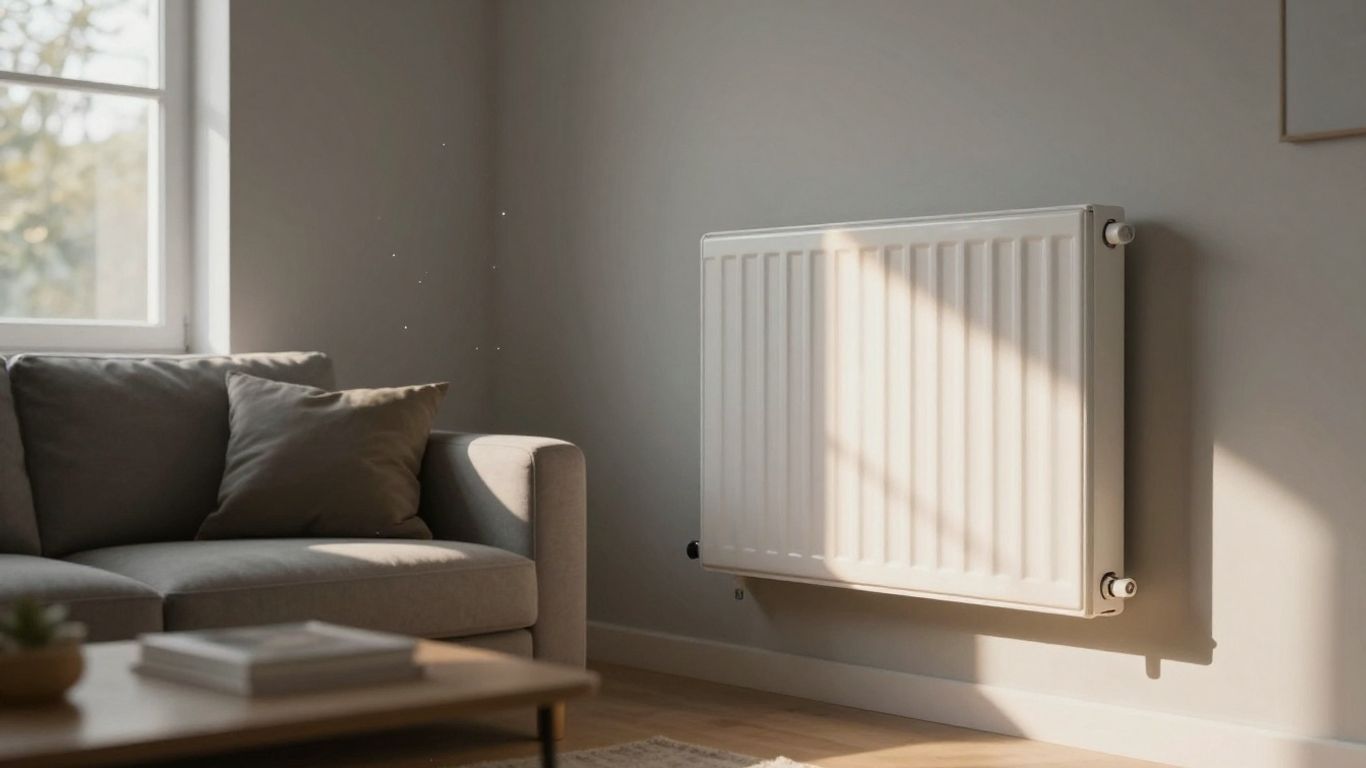 Radiateur électrique moderne dans un salon lumineux.