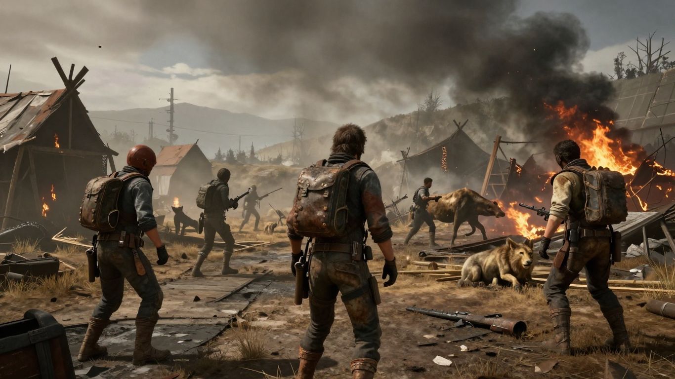 Rust players in a harsh, post-apocalyptic survival game.