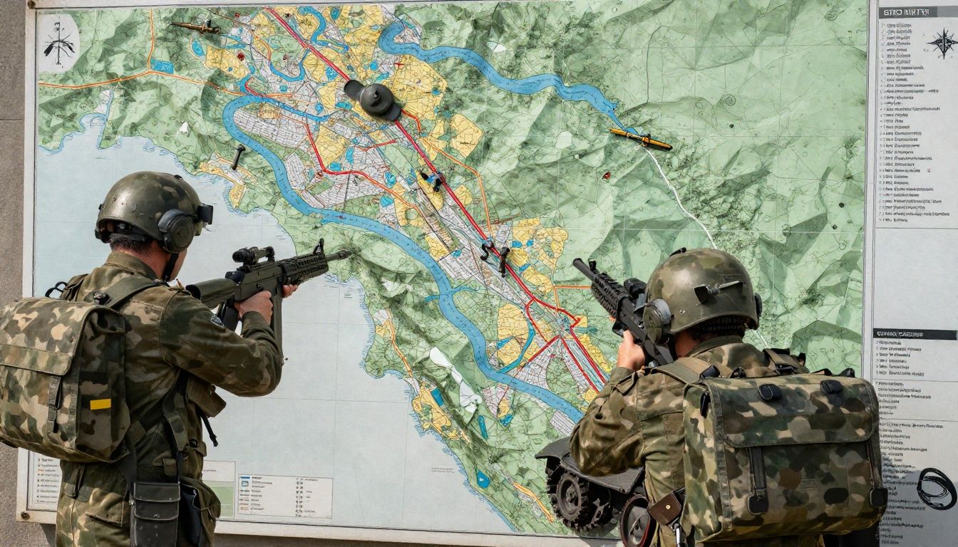 Tanque de War Thunder protegido atrás de uma cobertura enquanto observa o mapa e aguarda o momento ideal para atacar