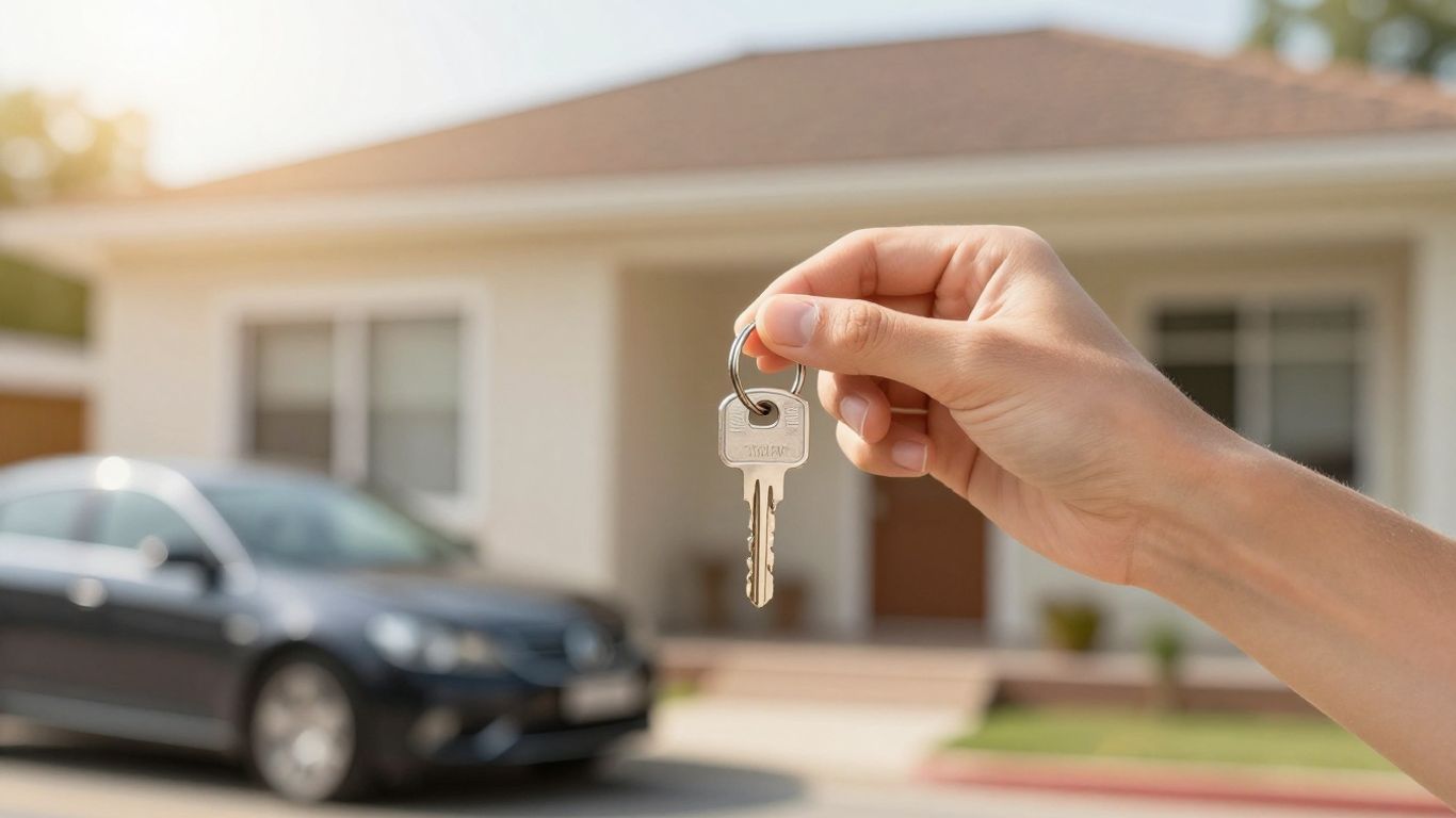 Person holding a key, symbolizing financial freedom and new opportunities.