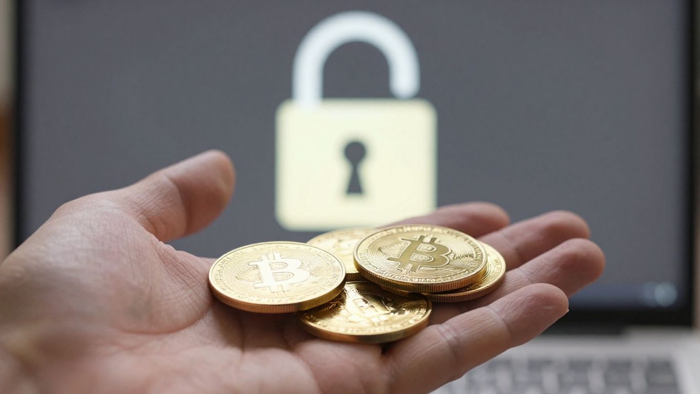 Digital currency with a security padlock icon.