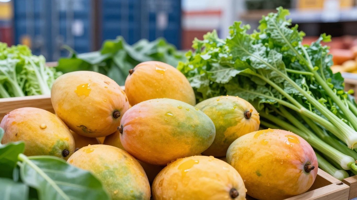 Fresh produce for export, ready for shipment.