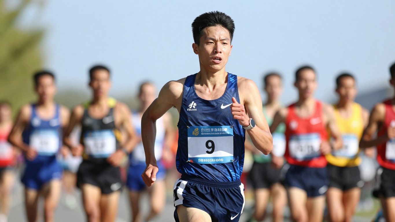 Runner focused on pacing during a half marathon race.