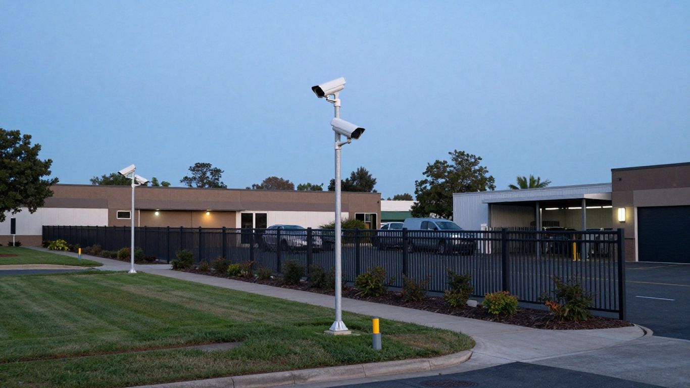 Bullet cameras covering a long commercial perimeter