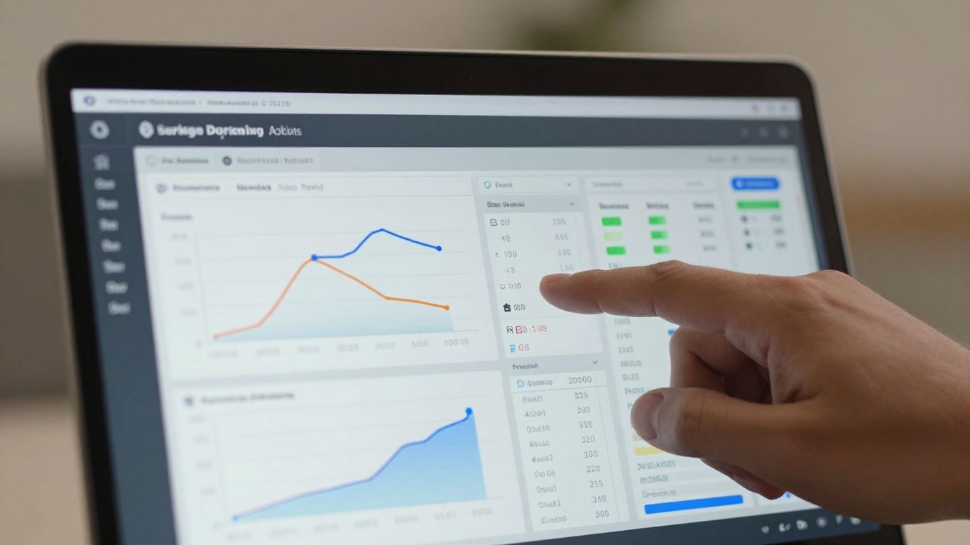 Laptop screen with affiliate marketing data dashboard.