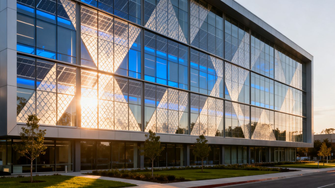 Façade vitrée produisant de l’énergie solaire
