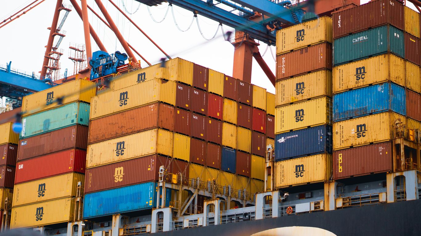 Container ship at an international port