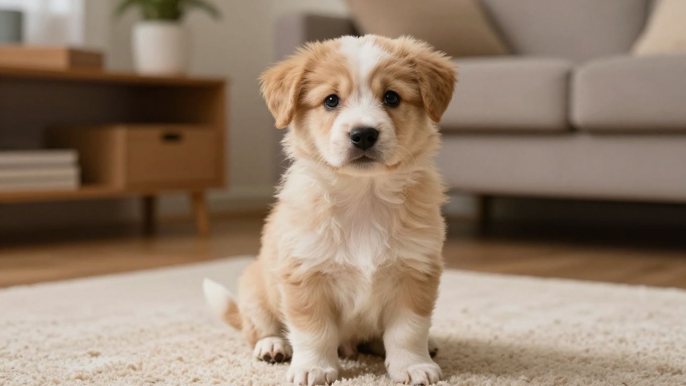Puppy sitting attentively, ready for training.