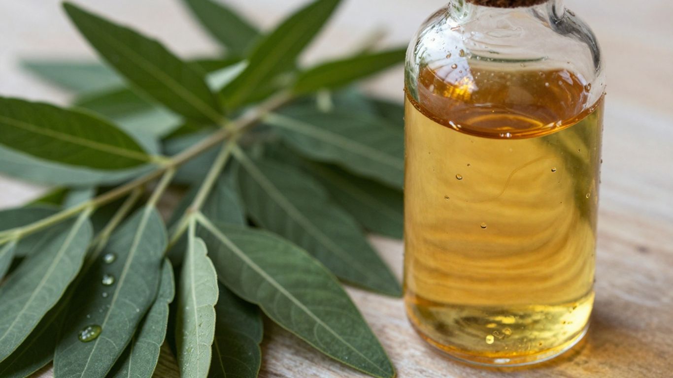 Patchouli Oil for Perfumery vs Aromatherapy: Key Differences 2 Patchouli leaves and bottle of essential oil