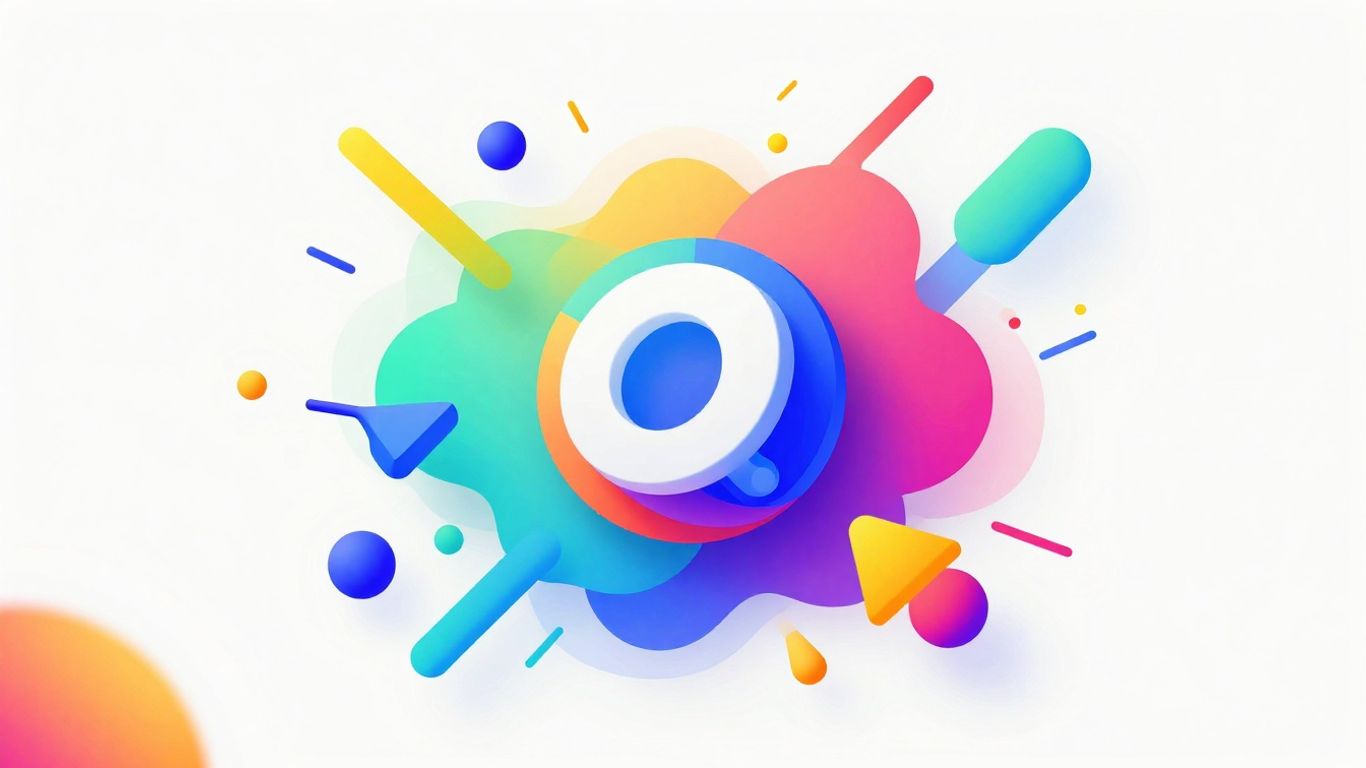 Modern ad campaign visuals with bright colors and dynamic shapes.