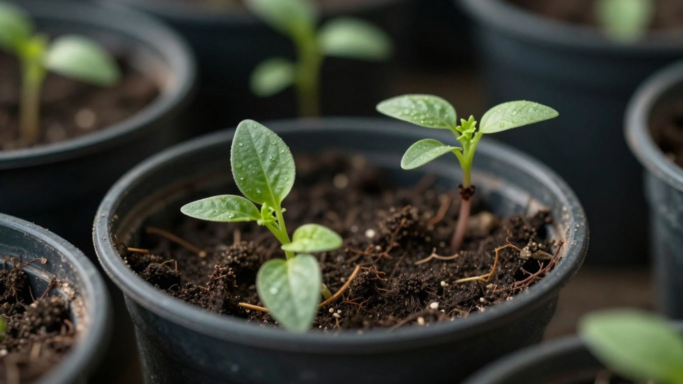 Junge Gemüsepflanzen sprießen im März aus der Erde.