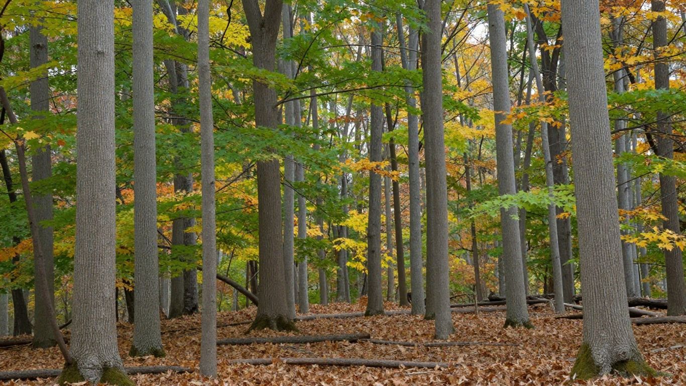 Sugar maple forest in autumn across eastern North America