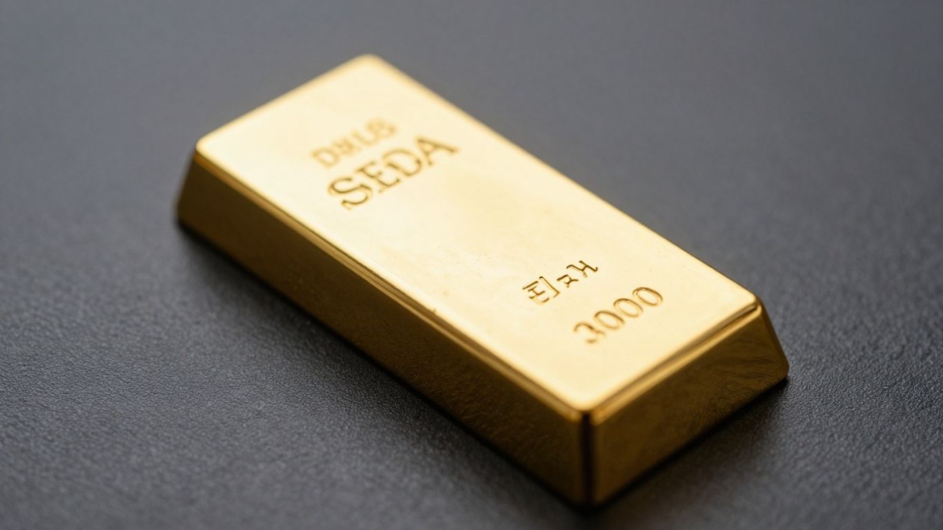 Barra de oro brillante sobre fondo oscuro