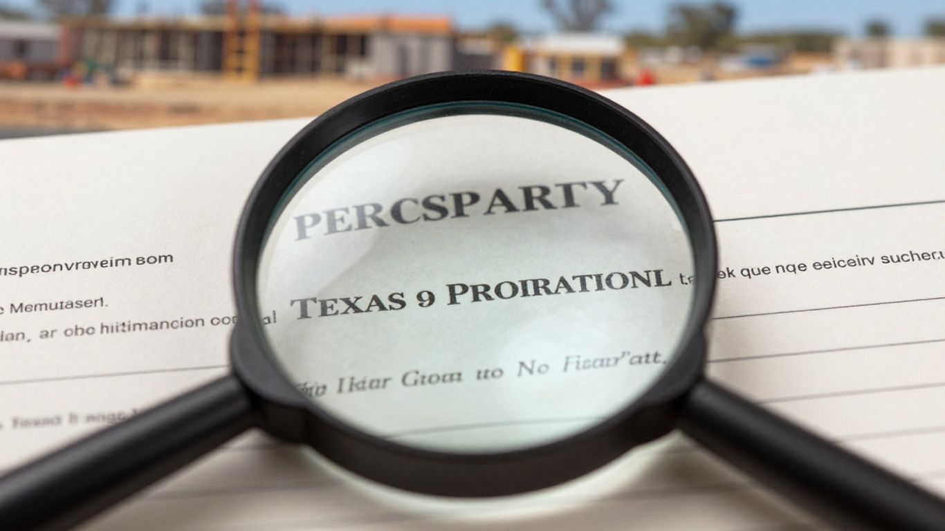 Texas property deed and magnifying glass over ownership details.