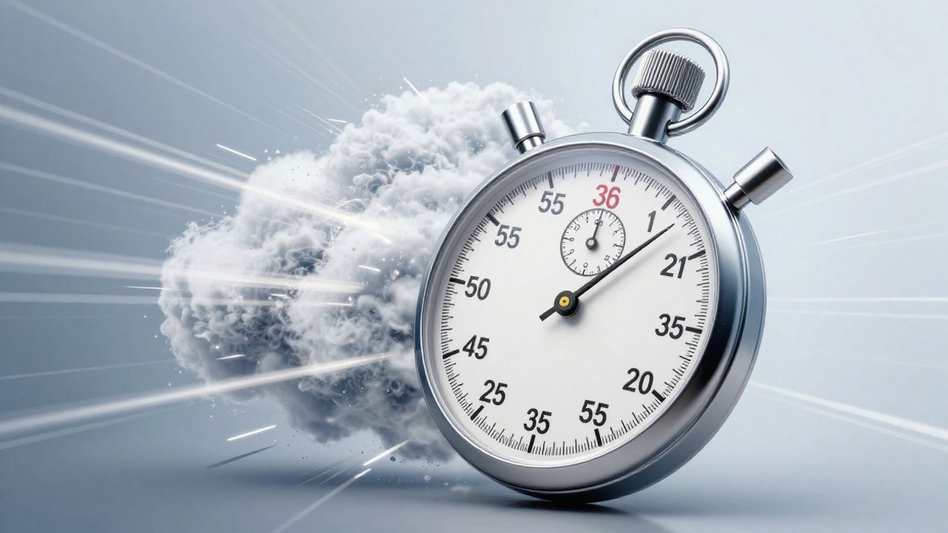 Cloud backup recovery speed visualized with cloud and stopwatch.