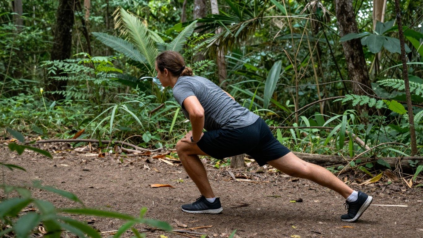 Übungen für Wanderer und Trekker zu Hause im Freien.