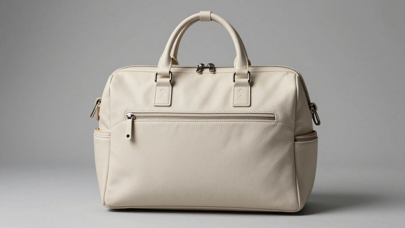 Durable diaper bag with timeless design and lasting style.