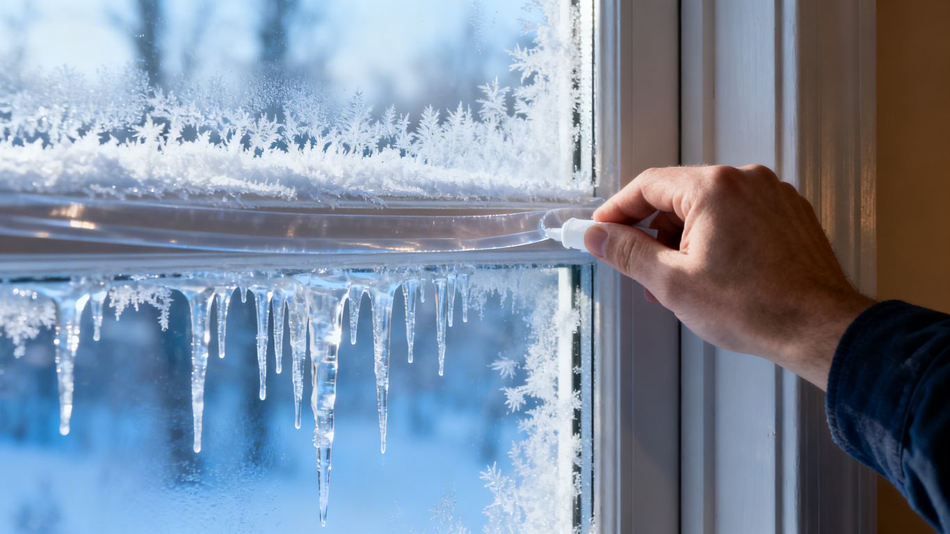 Sealing a cold window to keep it airtight.
