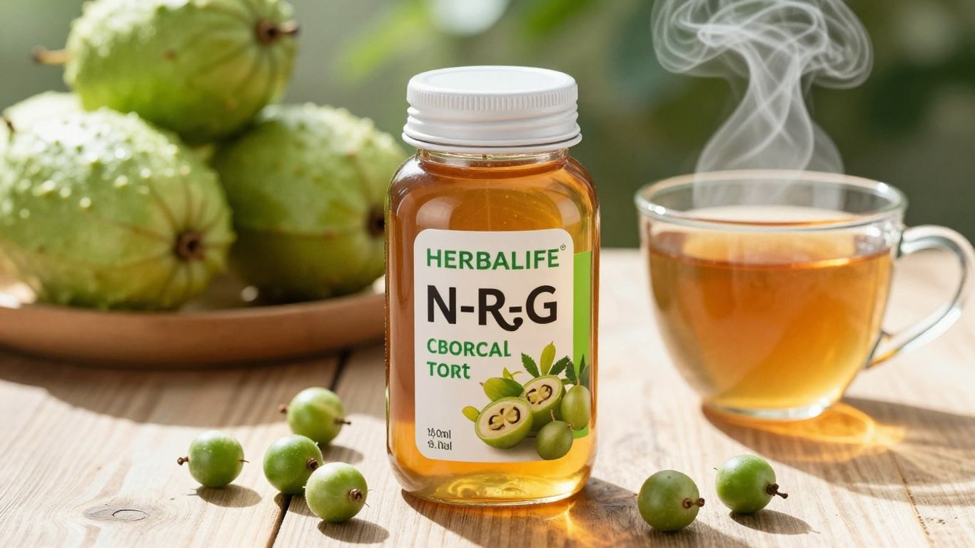 Herbalife N-R-G tea canister with guarana berries and tea.