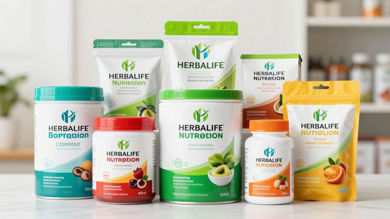 Herbalife products displayed in a Pune shop