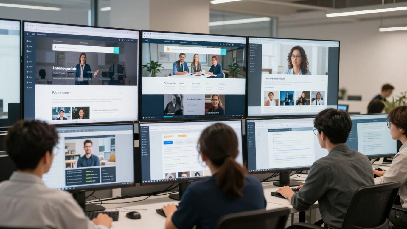 Comparison of learning management system interfaces on screens.