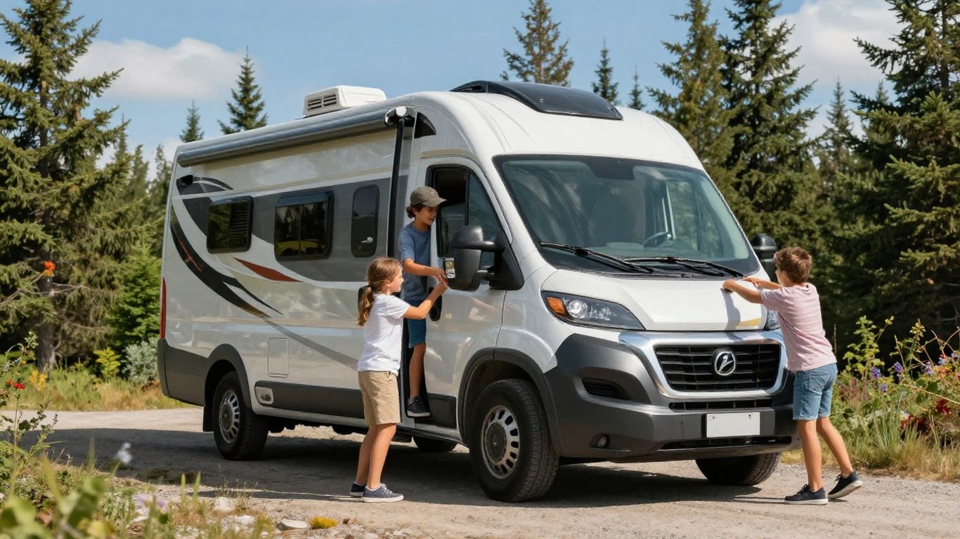 Family loading motorhome for Canadian road trip.
