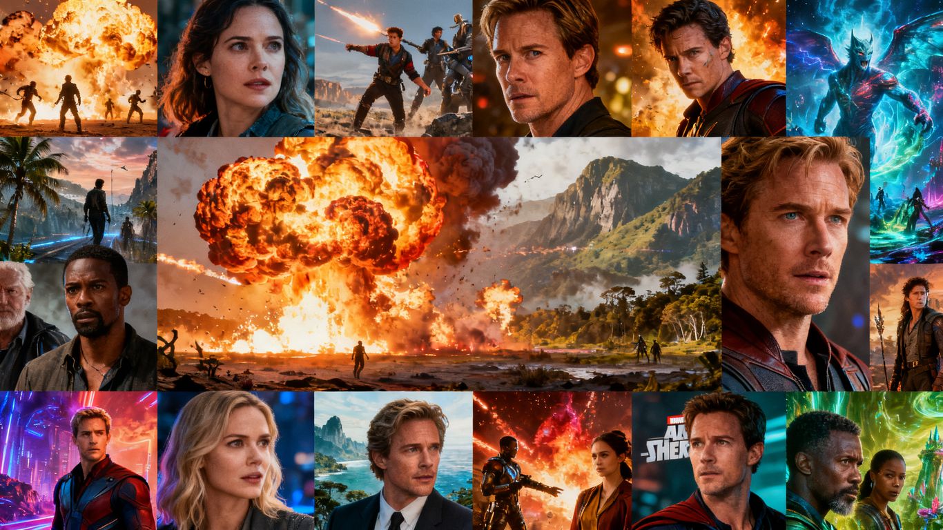 Collage of movie and TV show posters for May 2026 releases.
