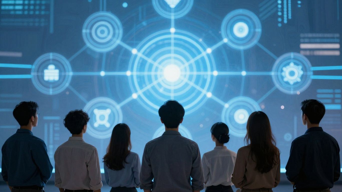 A diverse crowd of digital users icons