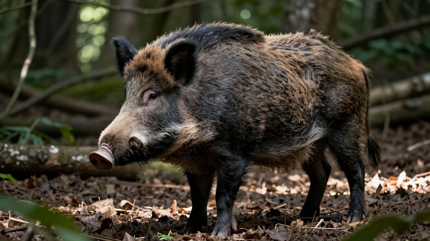 Javali fêmea em seu habitat natural