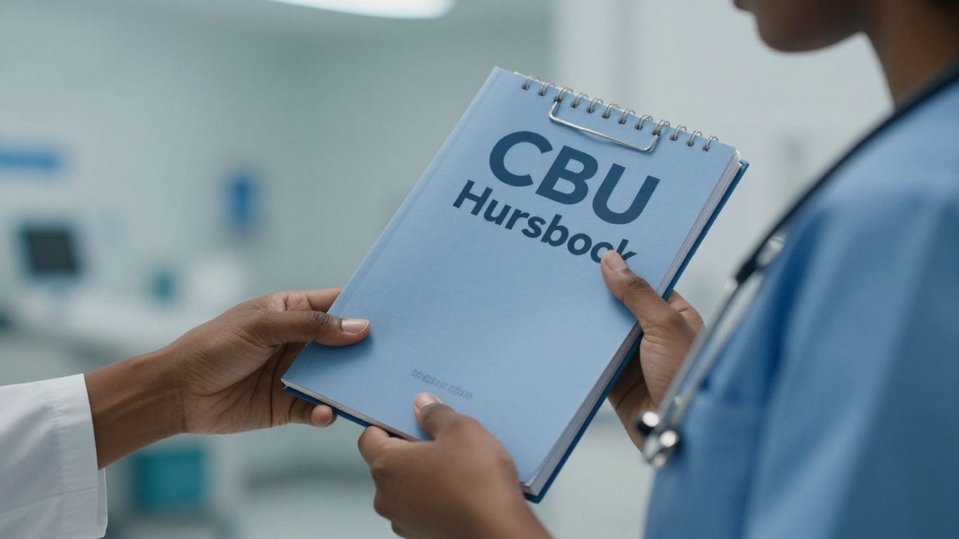 CBU Nursing Handbook and nurse's hands